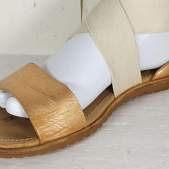 Sorel Women's Ella US8 Natural Rose Gold Leather Crisscross Strap Flat Sandals - Picture 15 of 16